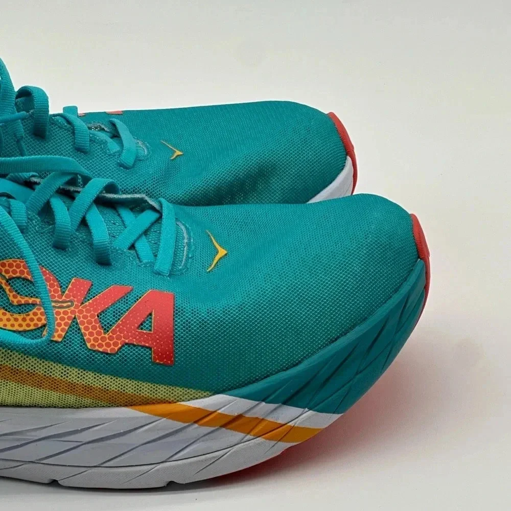 Hoka One One Rocket X Blue Green White‎ Racing Running Shoes Men's Size 14